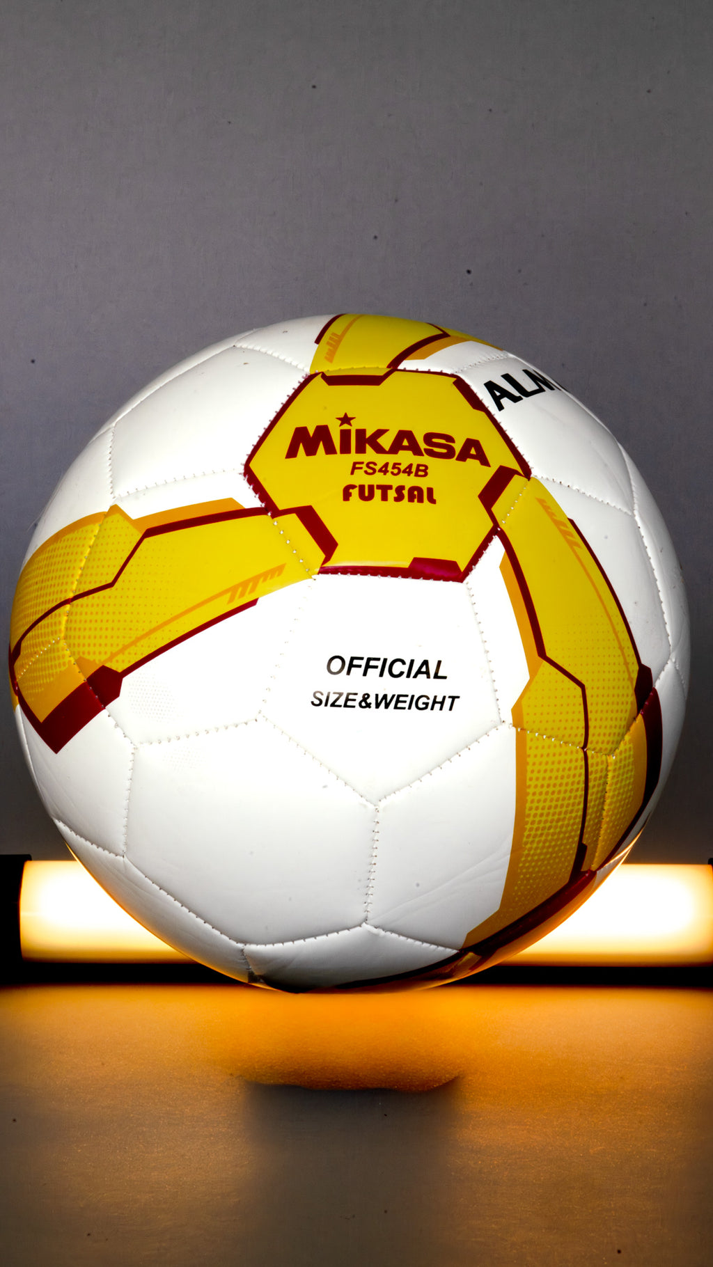 White Mikasa Futsal Ball FS454B-YP White/Orange/Pink/Yellow