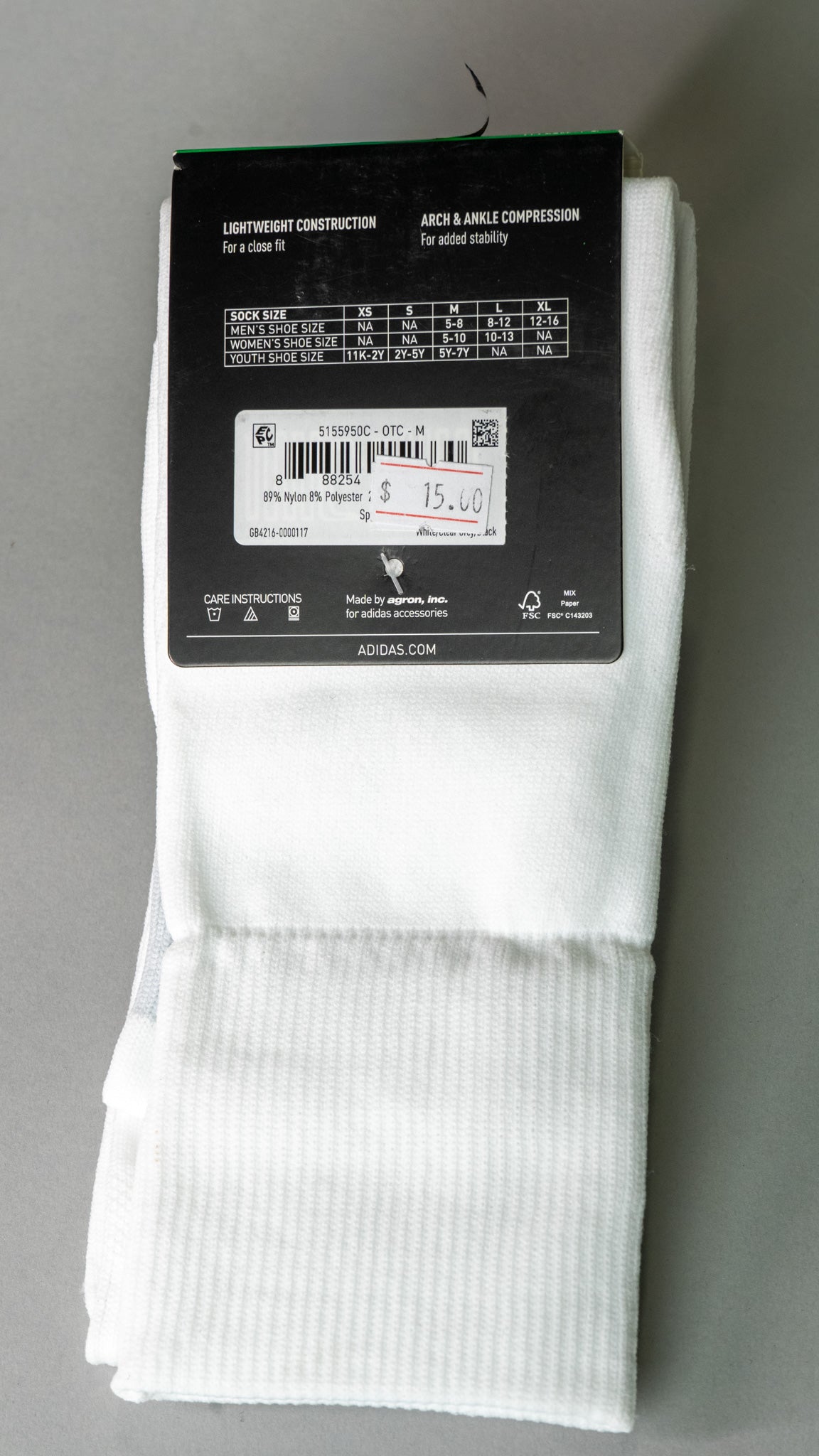 adidas White Adult Metro Unisex Soccer Socks