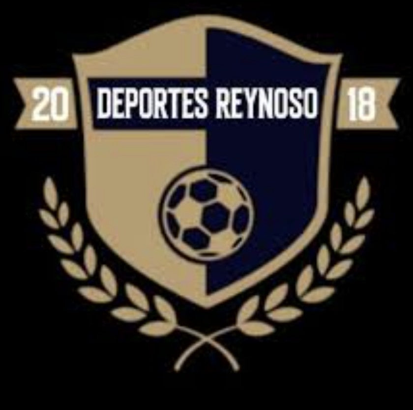 Deportes Reynoso logo with a soccer ball on a shield design.